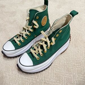 Converse Forest Green High-Tops with Gold Details